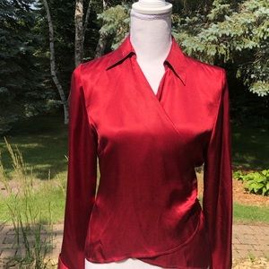 Loft red satin blouse